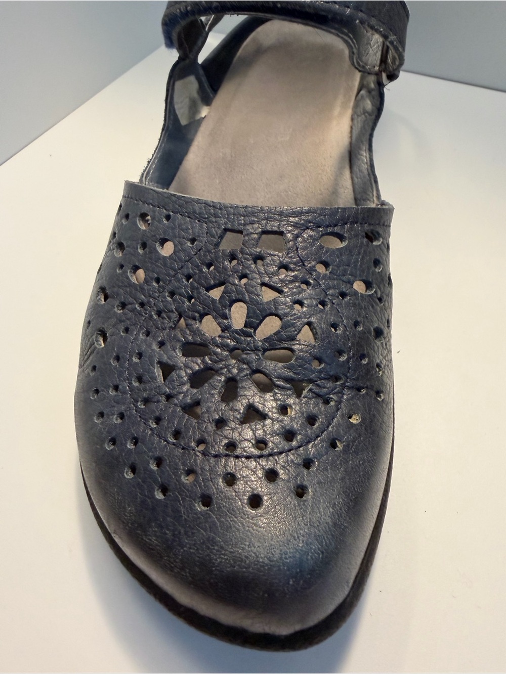 Naot Navy Perforated Leather Slingback Flats - Picture 2 of 9